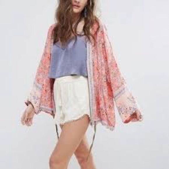 Free people wildflower zip up kimono, size XS/S, missing tie - Picture 1 of 8